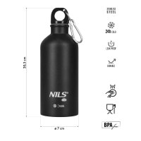 Nerezová turistická fľaša NILS Camp NC3801 čierna 500 ml