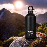 Nerezová turistická fľaša NILS Camp NC3801 čierna 500 ml