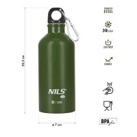 Nerezová turistická fľaša NILS Camp NC3801 zelená 500 ml