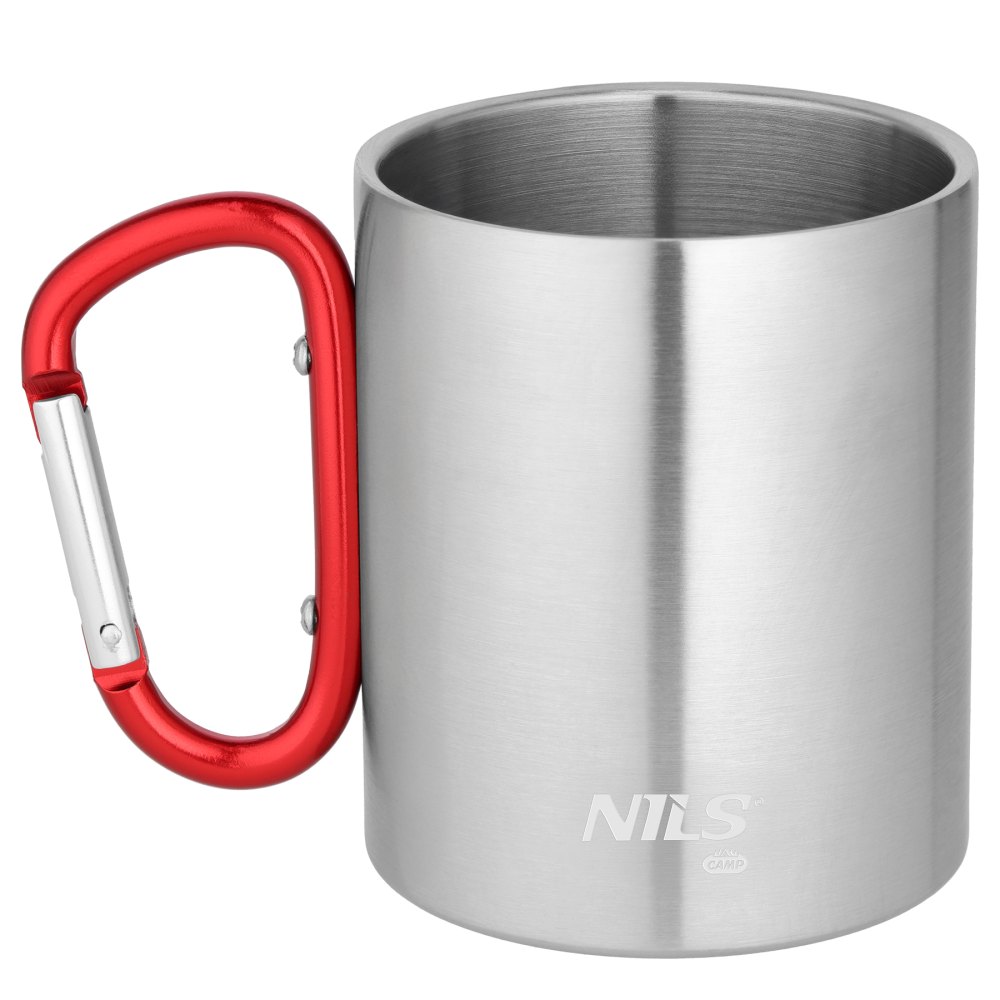 Kempingový hrnček NILS Camp NC17110 s karabínou 300ml červený