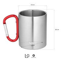 Kempingový hrnček NILS Camp NC17110 s karabínou 300ml červený