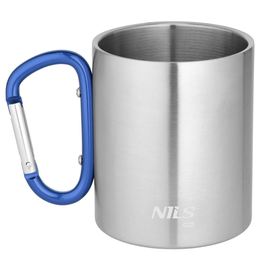 Kempingový hrnček NILS Camp NC17110 s karabínou 300ml modrý