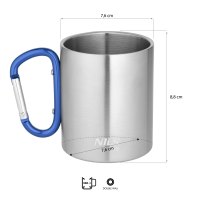 Kempingový hrnček NILS Camp NC17110 s karabínou 300ml modrý