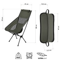 Ultraľahké skladacie kreslo NILS Camp NC3321 khaki