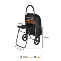 Nákupná taška na kolieskach NILS NC4303 40L čierna so sedátkom