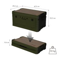 Skladací box NILS Camp NCB4002 2v1 s vekom a drevenou doskou 32L zelený