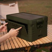 Skladací box NILS Camp NCB4002 2v1 s vekom a drevenou doskou 32L zelený