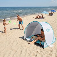Samorozkládací plážový stan NILS Camp NC3173 šedo-tyrkysový