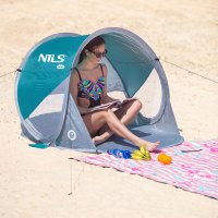 Samostatný skladací plážový stan NILS Camp NC3142 modro-zelený