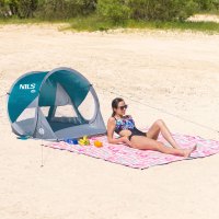 Samostatný skladací plážový stan NILS Camp NC3142 modro-zelený