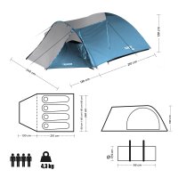 Turistický stan NILS Camp NC6012 Trekker modro-sivý