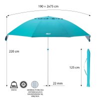 Slnečník NILS Camp NC7822 XL 190 cm tyrkysový