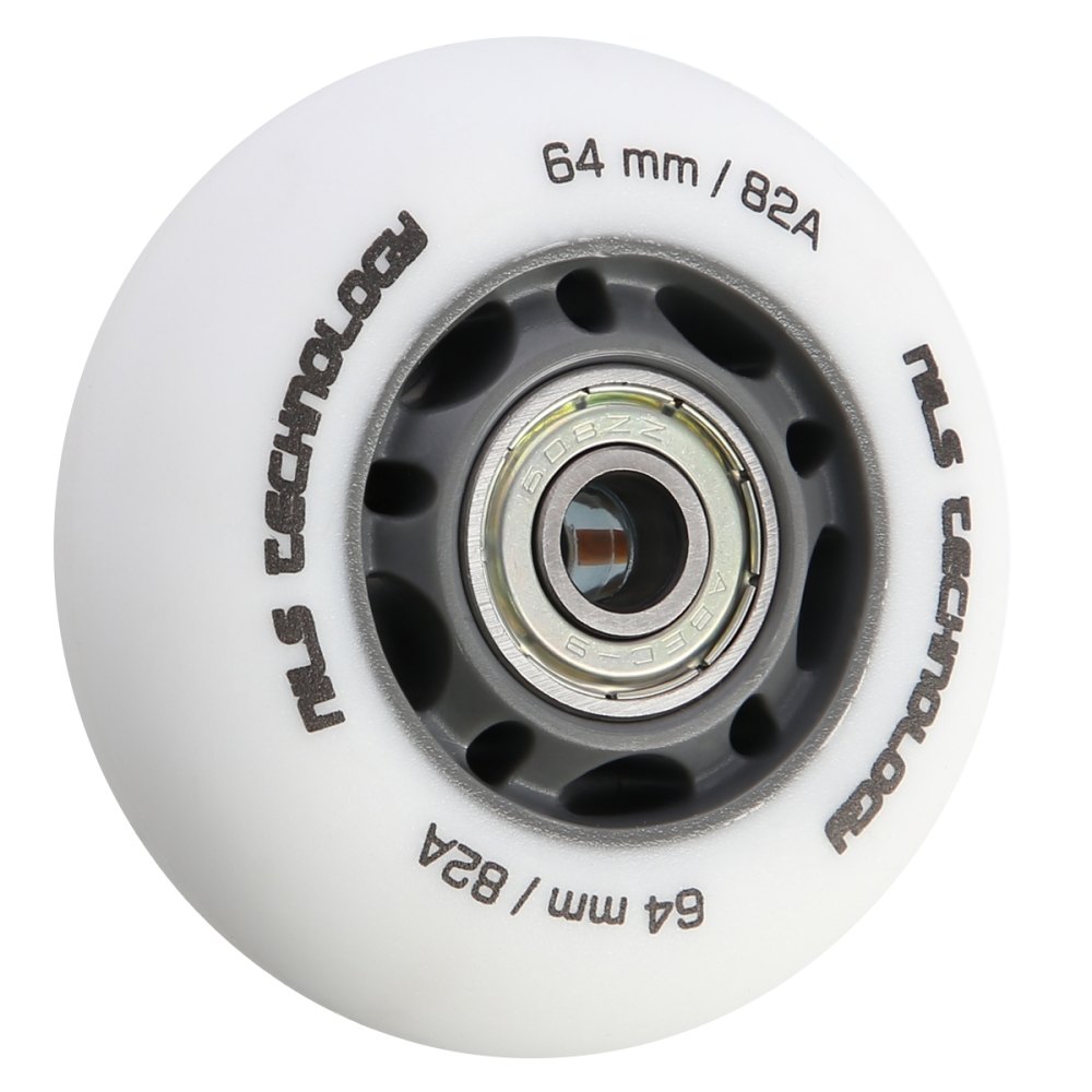 Matné kolieska NILS Extreme PU 64x24 82A s ložiskami ABEC 9, biele, 4 ks