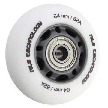 Matné kolieska NILS Extreme PU 64x24 82A s ložiskami ABEC 9, biele, 4 ks