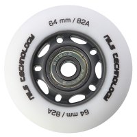 Matné kolieska NILS Extreme PU 64x24 82A s ložiskami ABEC 9, biele, 4 ks