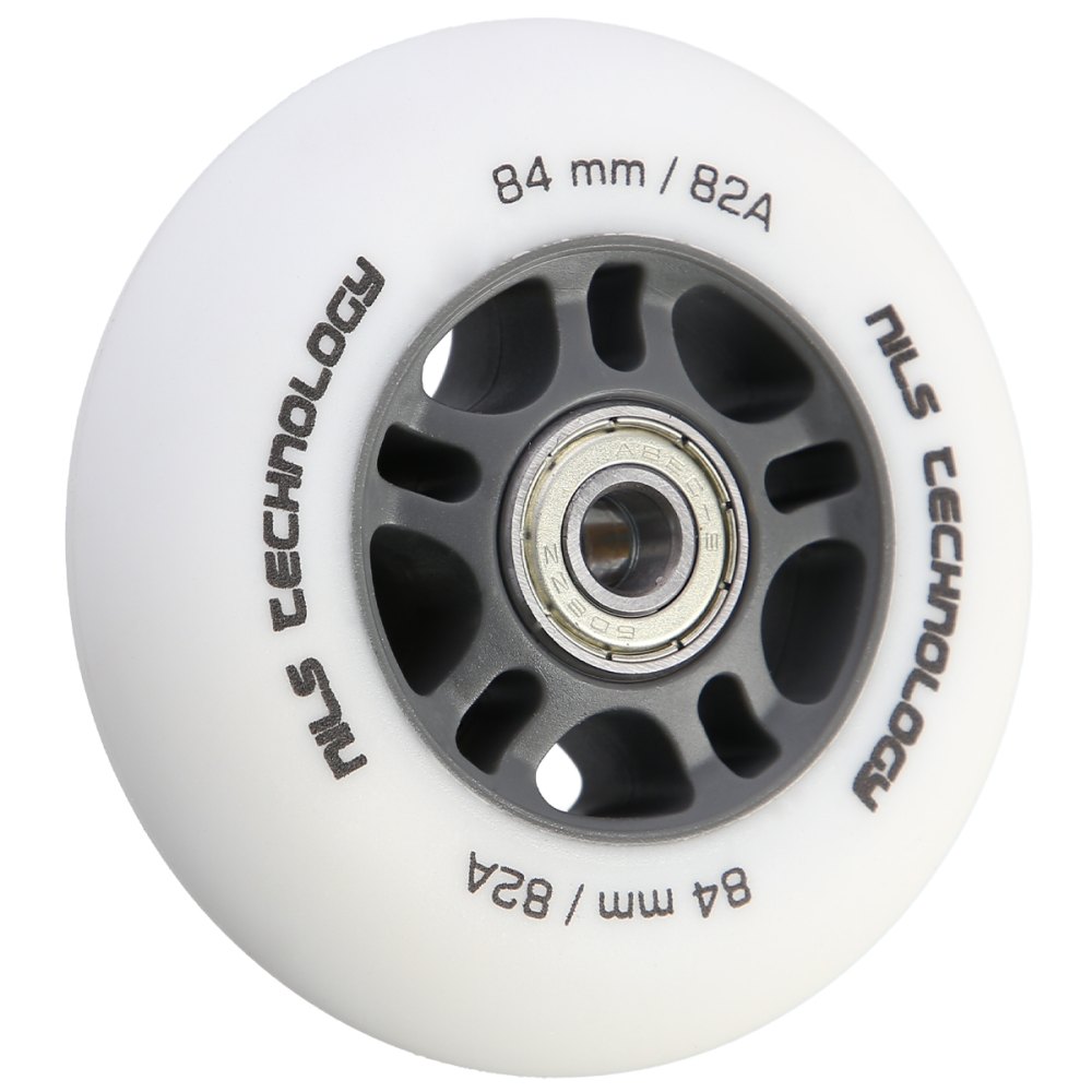 Matné kolieska NILS Extreme PU 84x24 82A s ložiskami ABEC 9, biele, 4 ks
