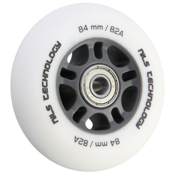 Matné kolieska NILS Extreme PU 84x24 82A s ložiskami ABEC 9, biele, 4 ks