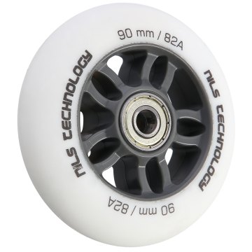 Matné kolieska NILS Extreme PU 90x24 82A s ložiskami ABEC 9, biele, 4 ks