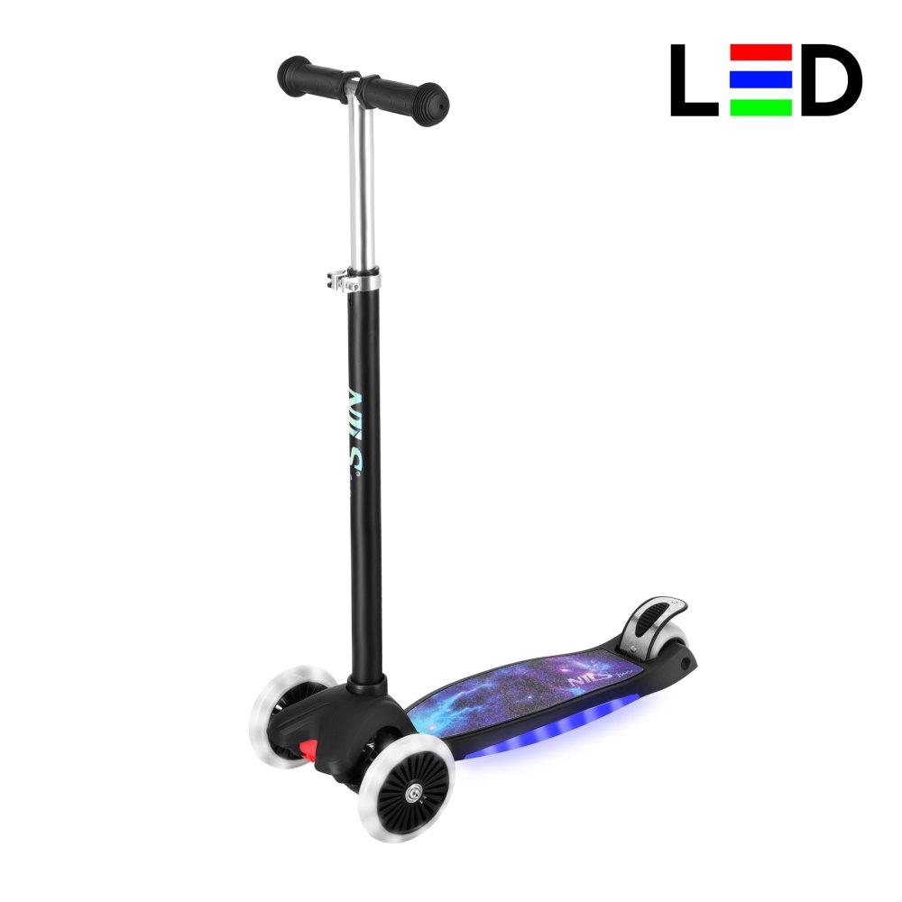 Detská trojkolesová kolobežka NILS Fun HLB1310 s LED čierna
