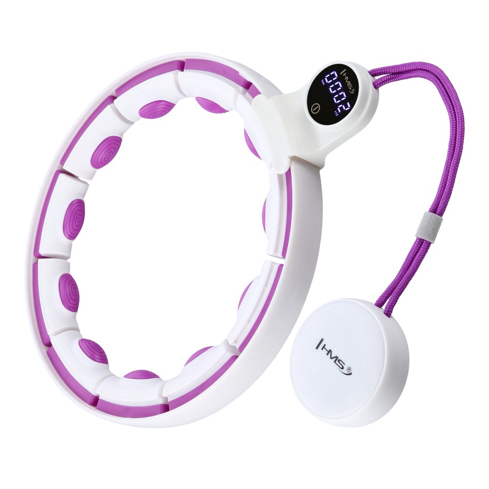 Masážna hula hoop HMS HHM17 so závažím, magnetmi a počítadlom biela/fialová