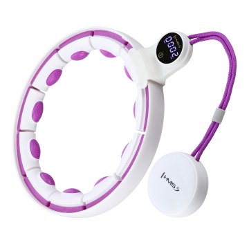 Masážna hula hoop HMS HHM17 so závažím, magnetmi a počítadlom biela/fialová