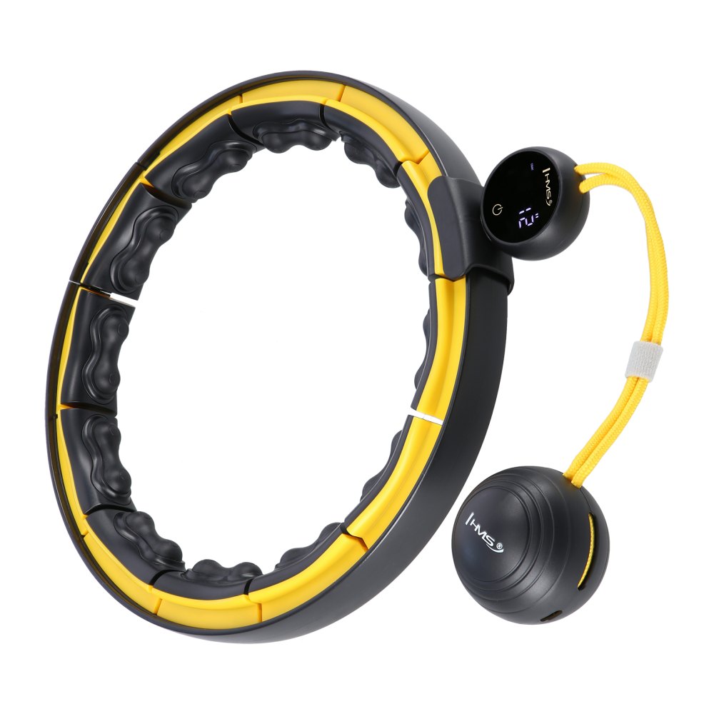 Masážna hula hoop HMS HHM21 so závažím, magnetmi a počítadlom čierna/žltá