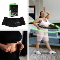 Sada čiernej masážnej Hula Hoop so závažím HMS HHW11 a zoštíhľujúceho bedrového pásu HMS BR163 PLUS SIZE