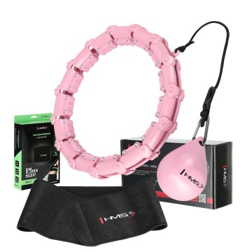 Sada ružovej masážnej Hula Hoop so závažím HMS HHW11 a zoštíhľujúceho bedrového pásu HMS BR163 PLUS SIZE