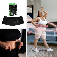 Sada ružovej masážnej Hula Hoop so závažím HMS HHW11 a zoštíhľujúceho bedrového pásu HMS BR163 PLUS SIZE