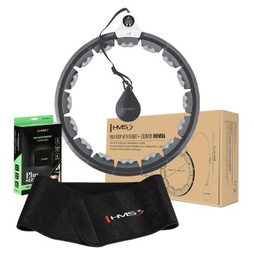 Sada masážny hula hoop HMS HHW06 čierny so závažím a počítadlom a zoštíhľujúceho pásu BR163 plus size