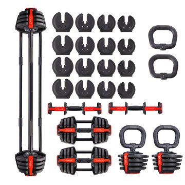 Jednoručná / obojručná variabilná činka / kettlebell HMS SGR18 PRO SET 2v1 40 kg