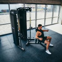 Gumová fitness podlaha AbiFloor POS15 čierna / modrá - 2. akosť