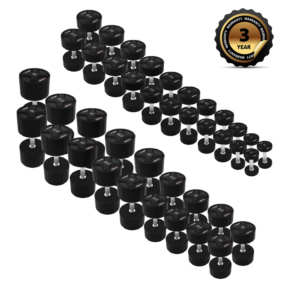 Sada jednoručných polyuretánových činiek HMS HPC set 2 x 2,5 - 50 KG CPU - 1050 KG