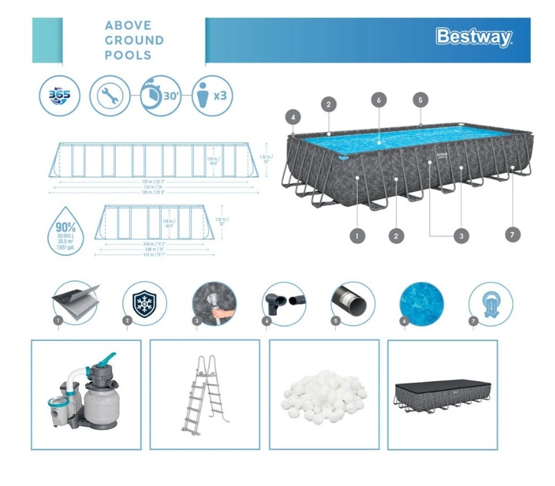 Bazén Frame Pool ALL YEAR APX 365 732x366 cm Pump Redder Bestway 561KG 8 Bazén Frame Pool ALL YEAR APX 365 732x366 cm Pump Redder Bestway 561KG - Obrázok 8